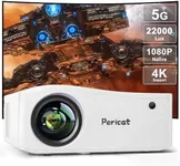 5G WiFi Bluetooth Projector, Native 1080P Outdoor Movie Projector with 350" Display, 18000L Home Theater Video Projector 4K Supported, LED Video Projector Compatible with TV Stick, Phone/PC