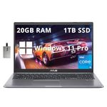 ASUS Vivobook 15.6" FHD Touchscreen Laptop, Intel i5-1135G7 Processor, 20GB RAM, 1TB PCIe SSD, Intel Iris Xe Graphics, Number Pad, Bluetooth, Win 11 Pro, Gray, 32GB Hotface USB Card