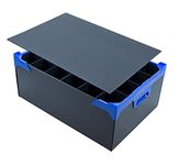 Wine Glass Storage Box | Protective Glassware Storage Crate with Dividers | Box with 24 Cell Divider Insert and Lid | Max Glass Size: H190 x W78mm