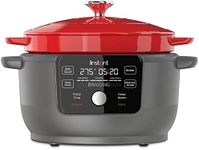 Instant Electric Round Dutch Oven, 6-Quart 1500W, From the Makers of Instant Pot, 5-in-1: Braise, Slow Cook, Sear/Sauté, Food Warmer, Cooking Pan, Enameled Cast Iron, Included Recipe Book, Red