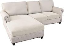 H.VERSAILTEX Sectional Couch Covers 3 Pieces Sofa Seat Cushion Covers L Shape Separate Cushion Couch Chaise Cover for Both Left/Right Sectional Couch (2 Seater + 1 Chaise, Ivory)