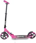 Zinc Cruise Kids Scooter – Big Wheel Kick Scooter for Ages 6+, Foldable 2-Wheel Scooters with 200mm Wheels, Lightweight, Height Adjustable, Rear Footbrake, Supports up to 100kg, Pink & Black
