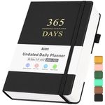 Planner, Undated Daily Planner with To Do List, 365 Days Planner for ADHD Adult, Agenda for Women Men, Hourly Planner Notebook for Goal Setting, Productivity Planner with Calendar, 8.3" x 5.8" (Black)