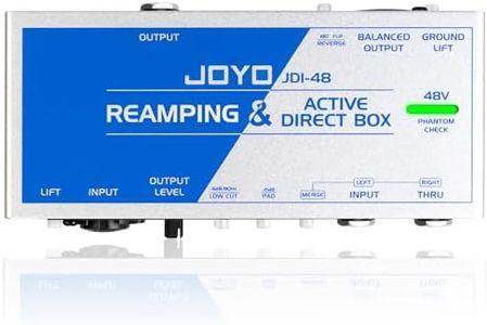 JOYO Passive Reamping and Phantom Powered Active Direct Box, Re-Amping Direct Box with 6.35mm and XLR Input 2 in 1 for Guitarist Bass Performance or Recording (JDI-48)