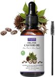 30ML Premium 100% Organic Castor Oil, Cold-Pressed, Hexane Free, Castor Oil for Hair Growth, Eyebrows, Eyelashes and Protects Dry Skin, Unrefined Organic Castor Oil Hexane Free Glass Bottle