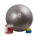 B fit Heavy Duty Commercial Gym Ball - Non-Slip Stability Ball - Anti Burst Yoga Ball - Heavy Duty Balance Ball - Extra Thick Fitness Ball for Home, Gym, Office with Quick Pump (Silver, 95 cm)