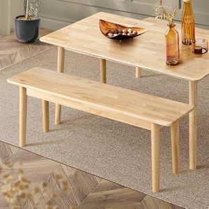 Furb Dining Bench Seat - 120cm Wooden Bench Chair for Dining Room, Kitchen (Natural)