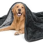 Dog Blanket Soft Fluffy Pet Blanket Waterproof Warm Cat Blanket Self-Warming Puppy Snuggle Blanket Warm Throw Pets Bed Blankets Dog Fuzzy Blankets for Sofa Travel 51.2 x 59”- Grey