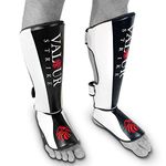 Valour Strike Shin Guards for Kickboxing Muay Thai MMA Karate Martial Arts Taekwondo or Kick Boxing | Sparring Pads to Guard Leg Foot & Instep | Protective Equipment for Safe Support in Training