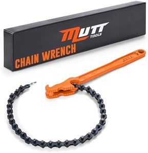 Mutt Tools 12 Inch Chain Wrench – Fits 1-1/2” to 6” Pipes and Filters - Chain Oil Filter Wrench for Heavy Duty Jobs