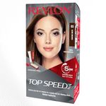 Revlon Top Speed Hair Color for Women Dark Brown | 100% Grey Coverage in 5 Minutes | with Ginseng Root Extract and Mother of Pearl | Ammonia Free, Easy Application and Intense Conditioning