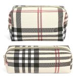 Small Make up Bag MAANGE 2 PCS Cosmetic Bags for Women Travel Makeup Bag PU Leather Makeup Pouch for Purse Portable Zipper Pouch(Khaki)