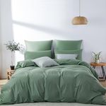 Omelas Sage Green Duvet Cover Set Queen Size Modern Minimalist Style Solid Colored Bedding Sets Soft Microfiber Quilt Covers with Zipper Closure Corner Ties,No Comforter