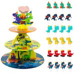 OPUHOHR Dinosaur Cupcake Stand Dinosaur Birthday Party Decorations for Girls Kids, 3Tier Cardboard Cupcake Holder/Tower, Dino Theme Birthday Baby Shower Party Supplies