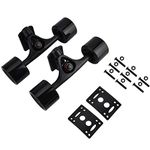 Skateboard Truck High Durability Longboard Truck with Skate Wheel Riser Pad Bearing Bolt 2pcs/Set (Black Shaft Black Wheel)