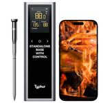 Typhur Sync Smart Wireless Meat Thermometer - 1 Probe 6 Sensors, 122m Bluetooth 5.3, Stable Unlimited Range WiFi Monitoring, IPX8 Waterproof for BBQ Grill Oven Smoker Air Fryer Food Cooking Kitchen