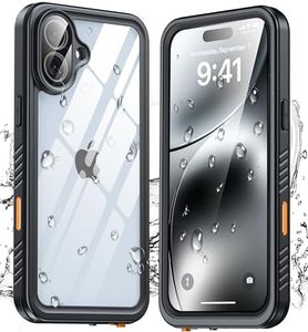 ANTSHARE for iPhone 16 Plus Case, IP68 Underwater Built-in Screen Protector, [12 FT Military Drop Proof] [Full Body Shockproof] [Snowproof] Phone Case for iPhone 16 Plus 6.7''- Black/Clear