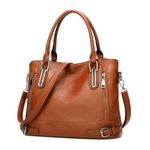 VINBAGGE Ladies Leather Handbag Designer Top-Handle Bag Vintage Tote Crossbody Shoulder Bag Fashion Clutch for Women (Brown1)