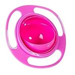 FORUMALL Non Spill Feeding Toddler Gyro Bowl 360 Rotating Kids Avoid Food Spilling (Pink)…