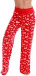 Just Love Womens Wide Leg Casual Comfy Loose Stretchy Palazzo Pajama Pants, Red Xmas, Medium