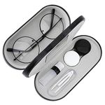 MoKo Double Eyeglass Case, 2 in 1 Double Sided Portable Glasses Case Contact Lens Case with Mirror Eye Glasses Carrying Bag Anti-Scratch Sunglasses Pouch Protective Eyewear for Men & Women, Black