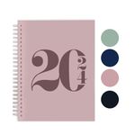 Rileys & Co Diary 2024, Full Paper Size, Typographic Weekly Planner, Jan - Dec 2024, Daily Planner with Flexible Cover, Notes Pages, Twin-Wire Binding - Planner 2024 (15.2 x 20.3 cm, Pink)