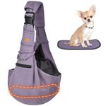 Cuby Adjustable Dog Cat Sling Padded Hard Bottom Pet Carrier Sling Soft Carrying Puppy Bag for Small Dogs Cats Outdoor Travel(Purple)