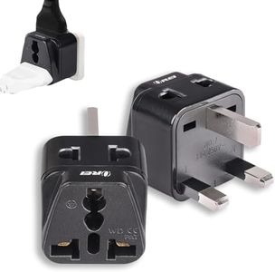 OREI 2 in 1 USA to UK/Hong Kong Adapter Plug (Type G) - 2 Pack, Black