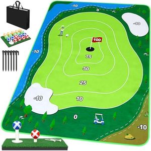 ODGG 6x5Ft Chipping Mat, Battle Royale Golf Set with Hitting Mat, 20 Grip Balls, Backyard Adult Family Outdoor Indoor Games