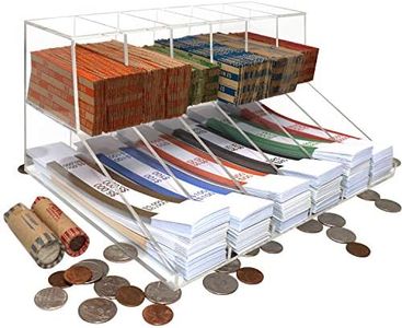 Nadex Acrylic Bills and Coins Wrappers Tray - Includes Compartment Rack Tray with 110 Pcs Bill Wrapper Straps and 110 Pcs Coin Wrappers (Clear)