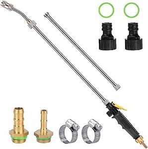 Ramarmro 44" Sprayer Wand, 2 brass barbs match 3/8'' & 1/4'' hoses, Adjustable Stainless Steel Replacement Garden Sprayer Wand with Built-in Shut-Off Valve, w/ 2 Hose Clamps & 2 Hose Connects Yellow