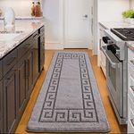 PHP Hallway Runner - Waterproof Non Slip Gel Backing Washable Carpet Runner 80 X 150 cm, Grey Long Door Mats, Kitchen Rugs