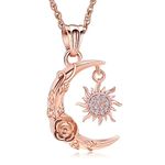 shajwo Cremation Jewelry Crescent Moon and Sun Rose Urn Necklaces for Ashes for Women Men Memorial Human Ashes Pendant,Rose Gold