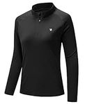 JHMORP Women's Sun Protection UV Shirts Long Sleeve Quick Dry Quarter Zip Golf Shirts Swim Rash Guard Athletic Workout Tops (Black,CA M)