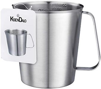 KSENDALO 48oz/6Cup SUS304 Stainless Steel Measuring Cup - Precision Engraved Markings for Liquid, Coffee, Milk & Espresso - 1.5Liter Kitchen Mixing Pitcher, Canister & Container for Baking & Frothing