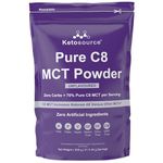 Pure C8 MCT Powder | 500g Pouch | 4X Ketone Boost vs Other MCT Oils | Zero Carbs | Mixes Easily | Keto Coffee Creamer | Vegan Safe Gluten Free | Zero Artificial Ingredients | Unflavoured | Ketosource®