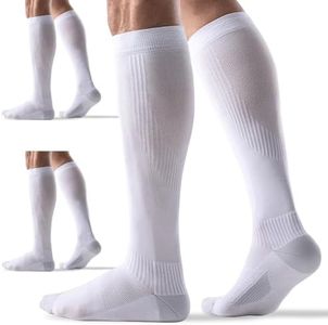 3 Pairs Sports Compression Socks 15-20 mmHg for Women Men - Comfort Cuff, Cushioned Support Sock for Running Athletic