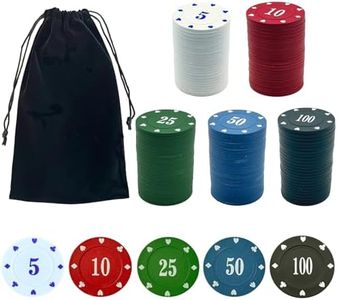 SEETOOOGAMES Casino Poker Chips Denominations - 125pcs Plastic Poker Chips Set with Numbers Decorations for Gambling Blackjack Mahjong Theme Game Night