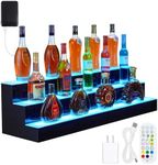 GarveeTech LED Lighted Liquor Bottle Display Shelf, 3 Tier 30 Inch Acrylic Lighted Bottle Display Stand with Remote & App Control, 16 Colors, 4 Modes, 1-8 H Timing, Bar Lights for Liquor Shelves