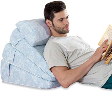 The White Willow Wedge Cushion-Wedge Pillow for Bed & Back Support-Wedge Pillow for Neck & Back Pain, Acid Reflux-Adjustable 3 Layer Wedge Pillow with Headrest-XL King-(24" Lx24 Wx7 H+3" H+3" H)-Blue