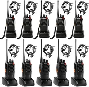 Greaval Walkie Talkies 10 Pack Rechargeable Two-Way Radios with Earpiece 16 Channel Walkie Talkie for Adults, Li-ion Battery and Charger Included, Long Range Two Way Radio (Pack of 10)