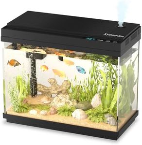 Xyingshine Fish Tank Smart Aquarium Kit: 2.5Gal Auto-Humidifying with Intelligent Mist Spray, Ultra-Quiet Silent Pump, Multi-Layer Filtration System, 7 Color Lights&LED Display-Desktop Decor for Room