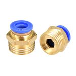 sourcing map Straight Pneumatic Push to Quick Connect Fittings G1/2 Male x 10mm Tube OD 2pcs