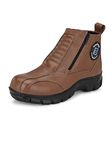 Eego Italy Rider-4, Water Resistant Biker boot/Motorcycle riding boot, real leather upper & anti slip sole with steel toe protection, padded in socks, 3M Reflectors,lace free and walkable with shin and ankle protection_RIDER-4-TAN-7