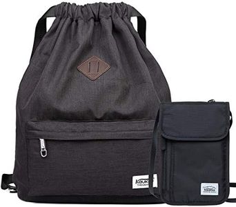 KAUKKO Drawstring Sports Backpack Gym Yoga Bag Shoulder Rucksack for Men and Women(1031-BLACK2PC)