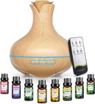 600 ML Aromatherapy Oil Diffusers With 8 Essential Oils Set, Ultrasonic Essential Diffuser With 2 Mist Modes, LED Lights,4 Timer For Large Room