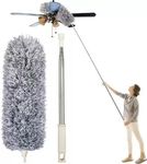 VALITUDO® Microfiber Long Feather Duster- Bendable & Detachable Fan Cleaning Duster with 100 inches Expandable Pole Handle, Washable, Stainless Steel Handle for Ceiling, Wall, Window Blinds, Furniture