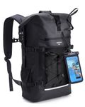 ECOHUB Waterproof Dry Bag Backpack, Roll Top Closure Heavy Duty Waterproof Backpack, Dry Bag Rucksack with IPX8 Waterproof Phone Case for Hiking, Kayaking, Boating, Camping, Fishing, 30L-Black