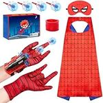 Teuevayl Super Hero Toys Costume Kids, Superhero Capes and Masks Web-shooters Slap Bracelet Gloves for Boys Girls Ages 3-8