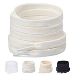 Stepace [2 Pairs] 100% Cotton Flat Shoe Laces 5/16" Wide Shoelaces for Sneaker Running Athletic Shoes Off White 160